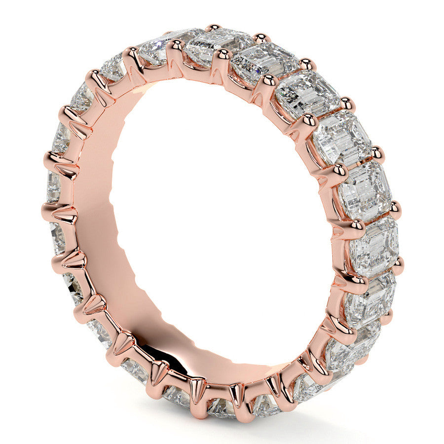 Emerald U-Prong Moissanite Eternity Ring 2.6ct - 3.2ct