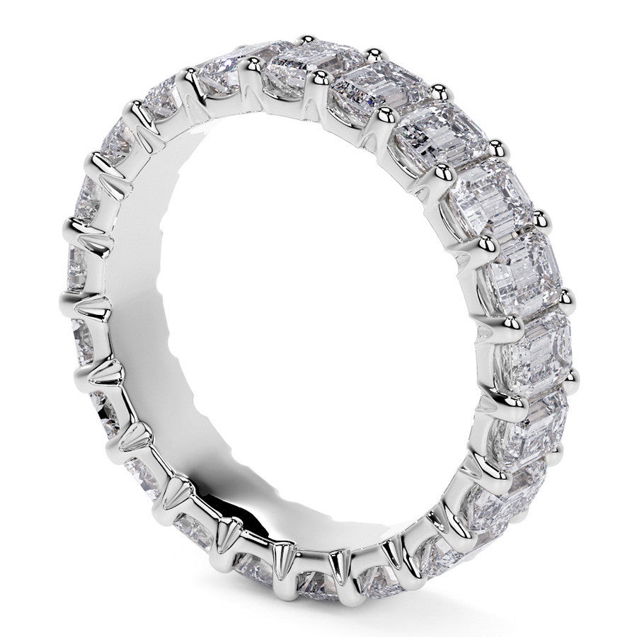 Emerald U-Prong Moissanite Eternity Ring 2.6ct - 3.2ct