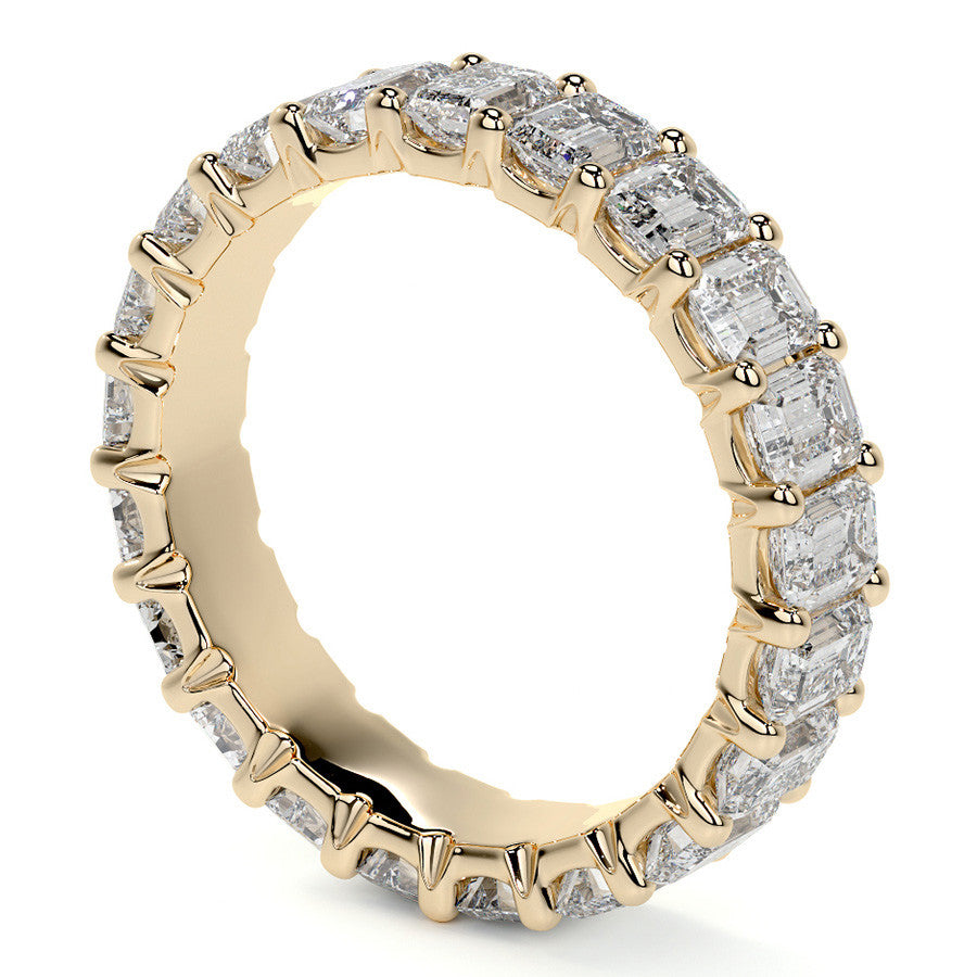 Emerald U-Prong Moissanite Eternity Ring 2.6ct - 3.2ct