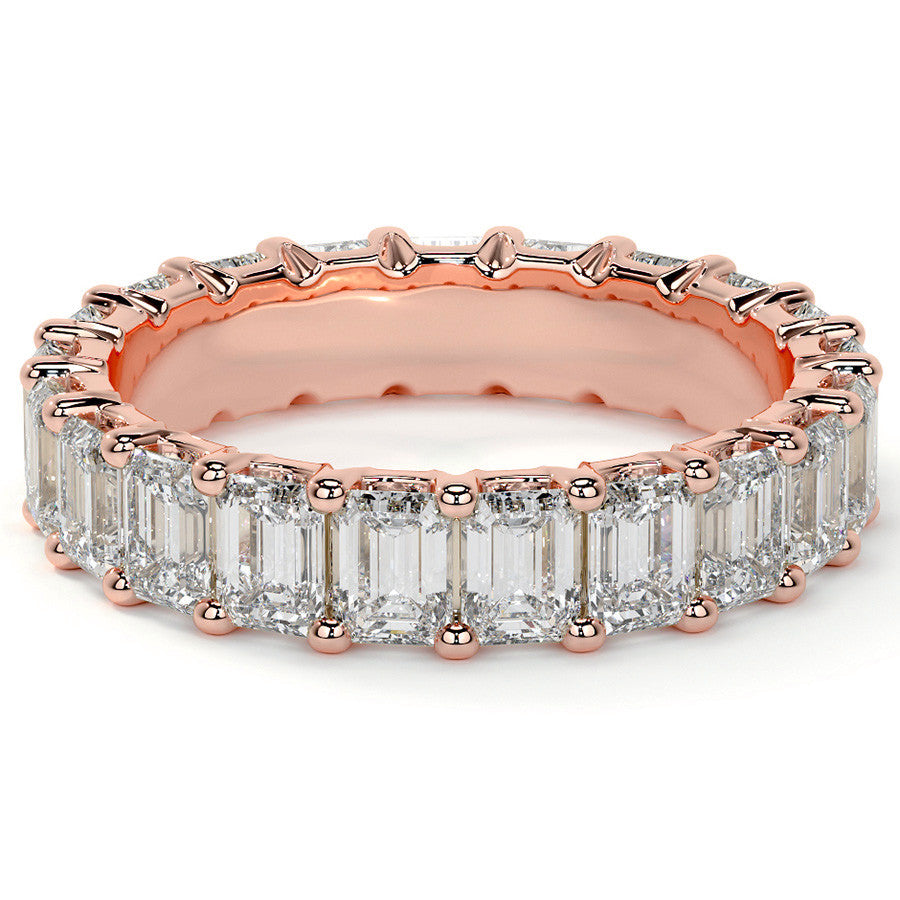 Emerald U-Prong Moissanite Eternity Ring 2.6ct - 3.2ct