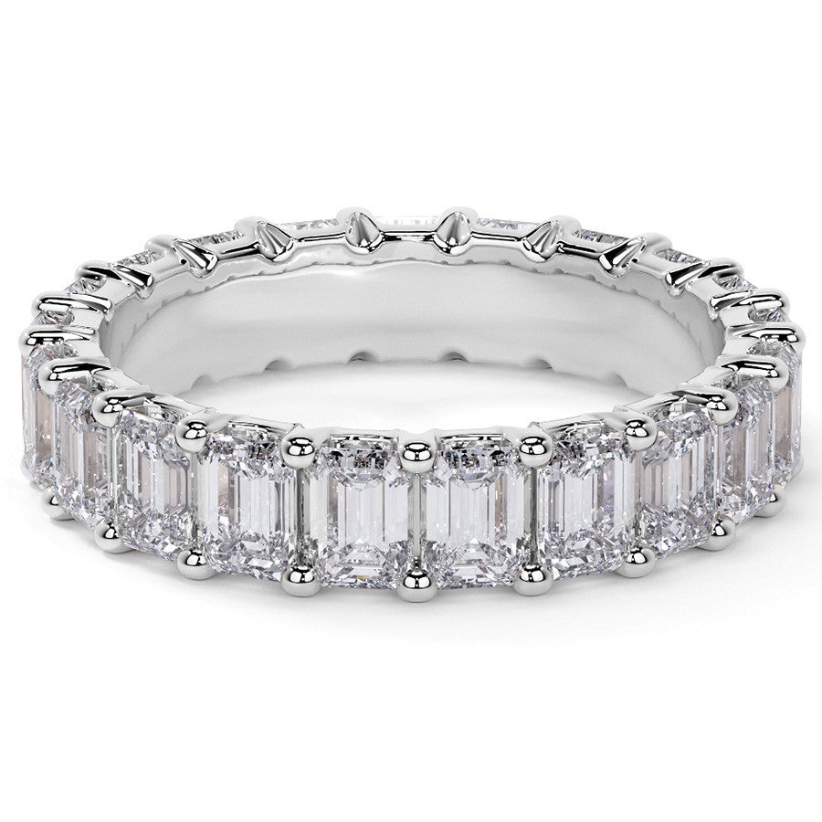 Emerald U-Prong Moissanite Eternity Ring 2.6ct - 3.2ct