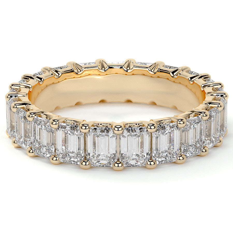 Emerald U-Prong Moissanite Eternity Ring 2.6ct - 3.2ct