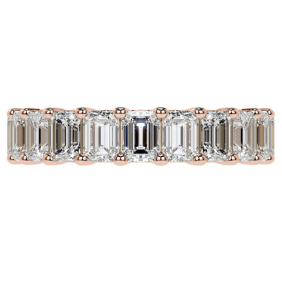 Emerald U-Prong Moissanite Eternity Ring 2.6ct - 3.2ct