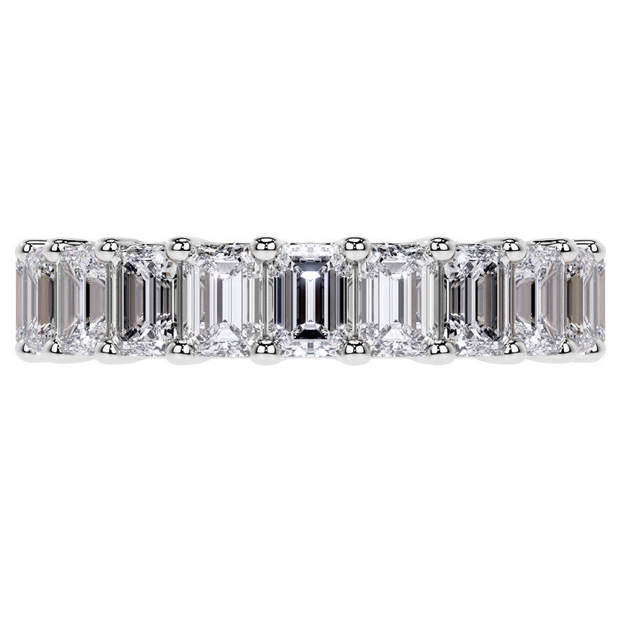 Emerald U-Prong Moissanite Eternity Ring 2.6ct - 3.2ct