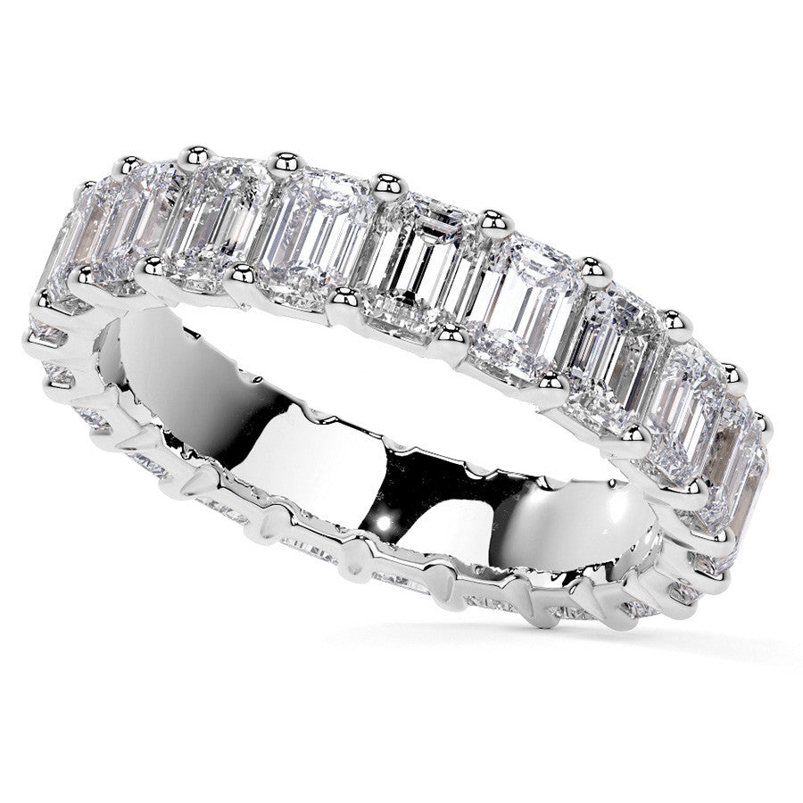 Emerald U-Prong Moissanite Eternity Ring 2.6ct - 3.2ct