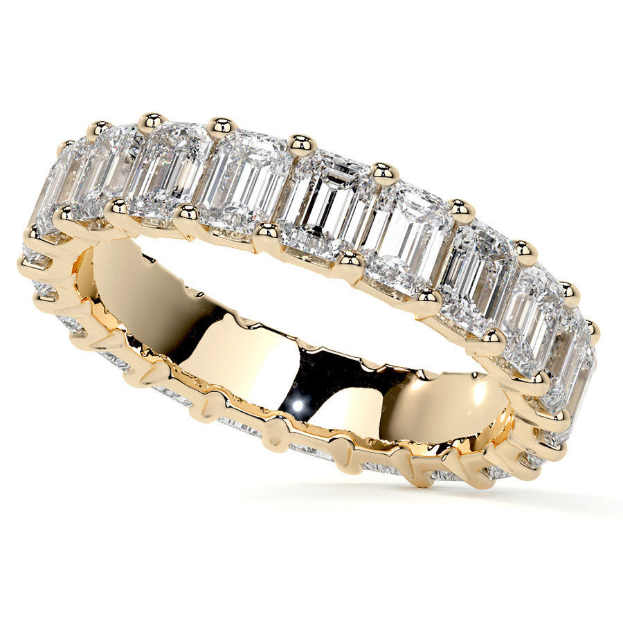 Emerald U-Prong Moissanite Eternity Ring 2.6ct - 3.2ct