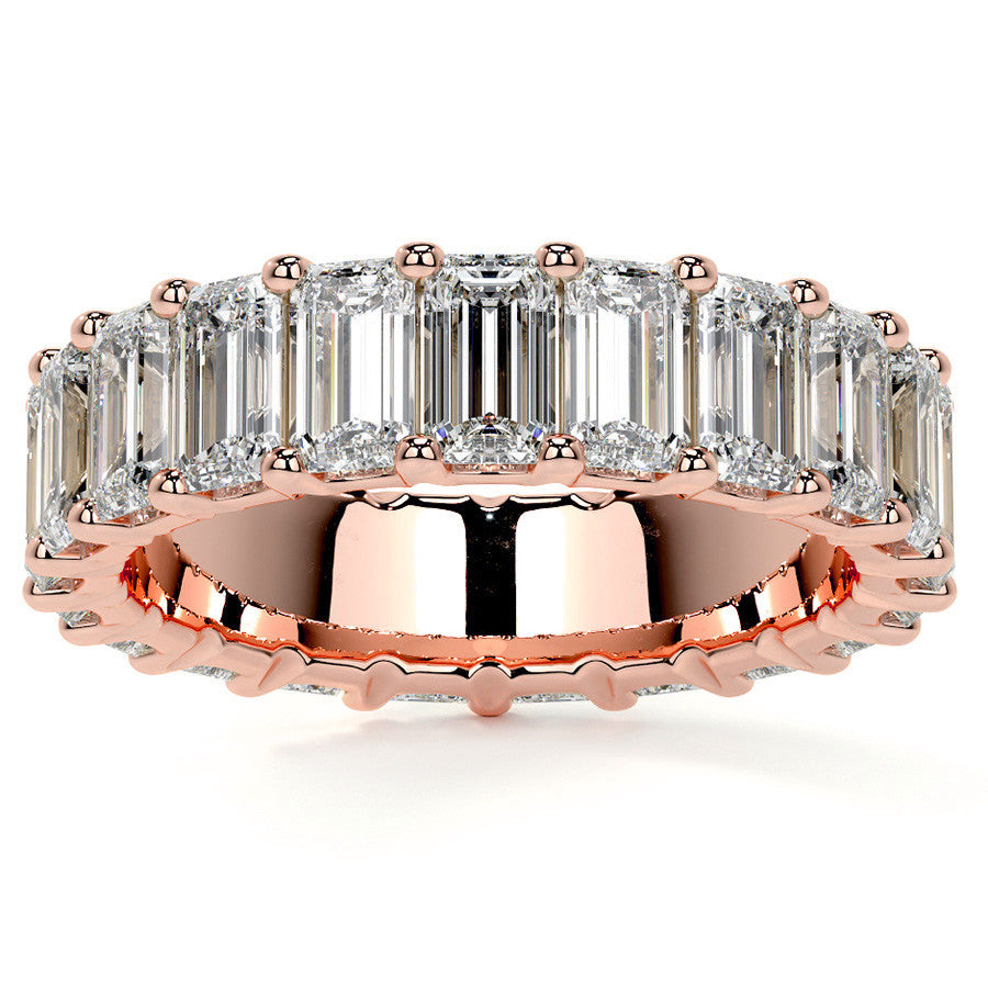 Emerald U-Prong Moissanite Eternity Ring 5.1ct - 5.9ct
