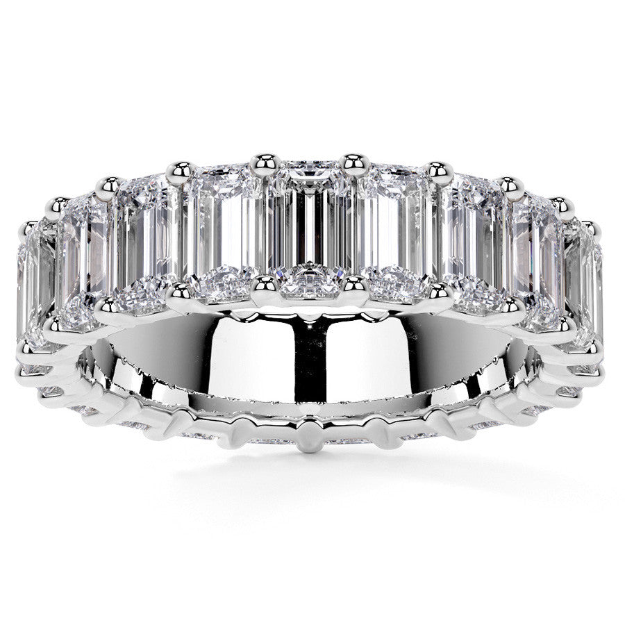 Emerald U-Prong Moissanite Eternity Ring 5.1ct - 5.9ct