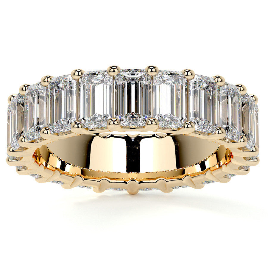 Emerald U-Prong Moissanite Eternity Ring 5.1ct - 5.9ct