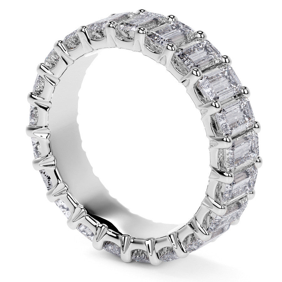Emerald U-Prong Moissanite Eternity Ring 5.1ct - 5.9ct