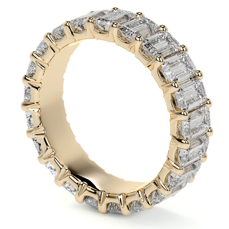 Emerald U-Prong Moissanite Eternity Ring 5.1ct - 5.9ct