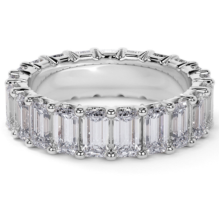 Emerald U-Prong Moissanite Eternity Ring 5.1ct - 5.9ct