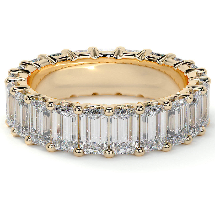 Emerald U-Prong Moissanite Eternity Ring 5.1ct - 5.9ct