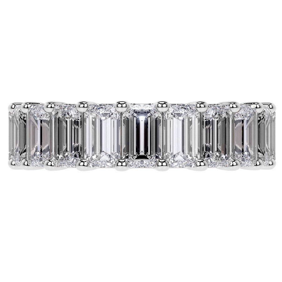 Emerald U-Prong Moissanite Eternity Ring 5.1ct - 5.9ct