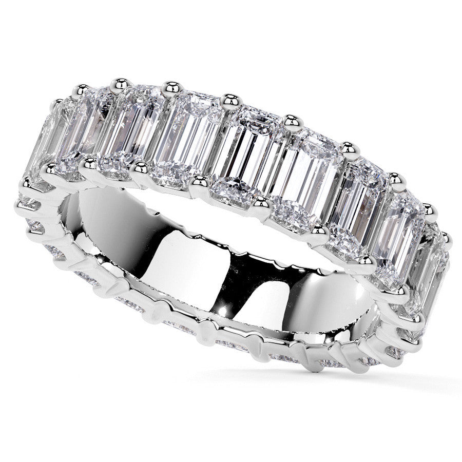 Emerald U-Prong Moissanite Eternity Ring 5.1ct - 5.9ct