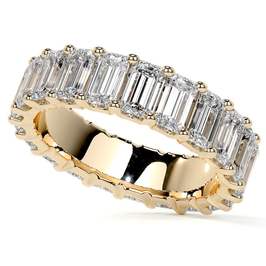 Emerald U-Prong Moissanite Eternity Ring 5.1ct - 5.9ct