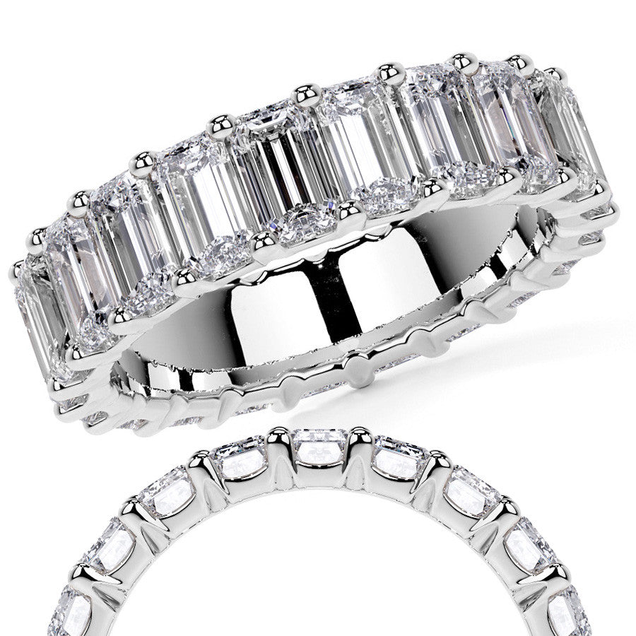 Emerald U-Prong Moissanite Eternity Ring 5.1ct - 5.9ct