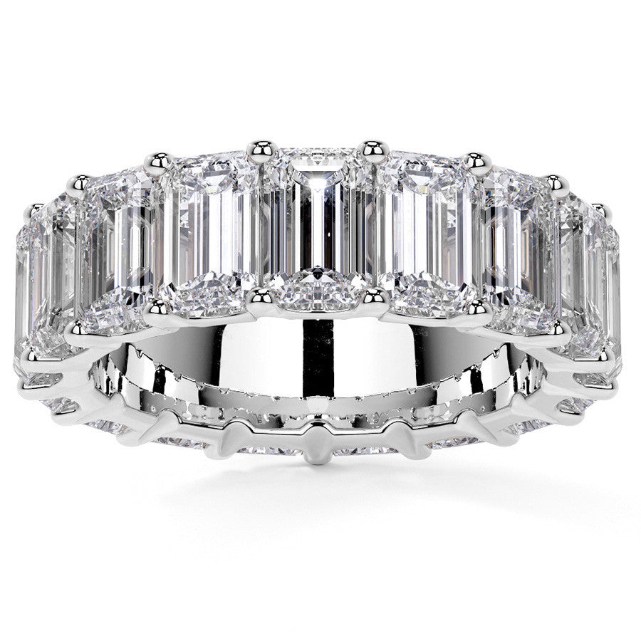 Emerald U-Prong Moissanite Eternity Ring 9.7ct - 11.7ct