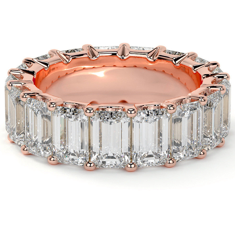 Emerald U-Prong Moissanite Eternity Ring 9.7ct - 11.7ct