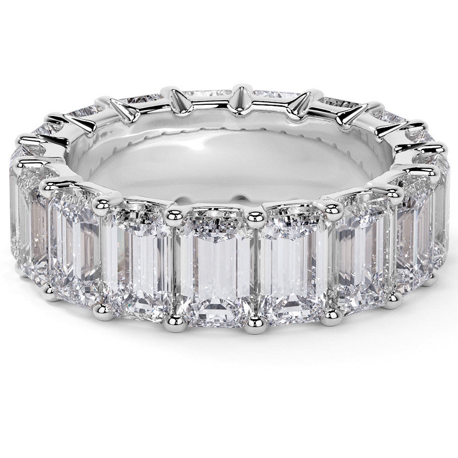 Emerald U-Prong Moissanite Eternity Ring 9.7ct - 11.7ct