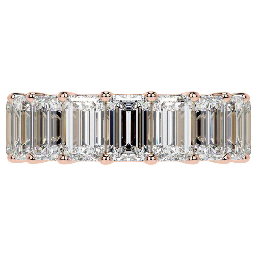 Emerald U-Prong Moissanite Eternity Ring 9.7ct - 11.7ct