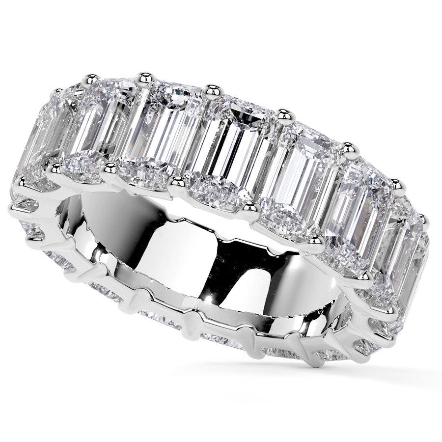Emerald U-Prong Moissanite Eternity Ring 9.7ct - 11.7ct
