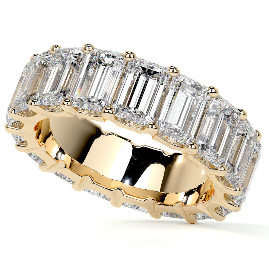 Emerald U-Prong Moissanite Eternity Ring 9.7ct - 11.7ct