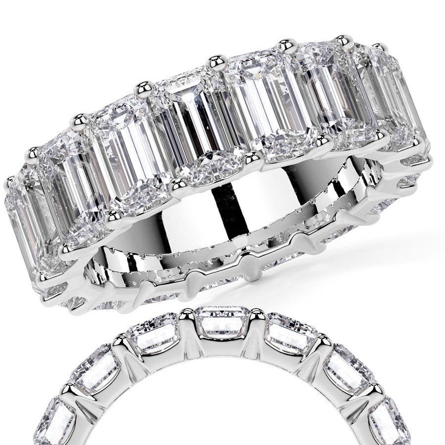 Emerald U-Prong Moissanite Eternity Ring 9.7ct - 11.7ct