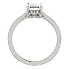 Emerald cut Moissanite Pave Basket Engagement Ring