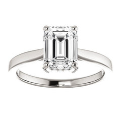 Emerald cut Moissanite Pave Basket Engagement Ring