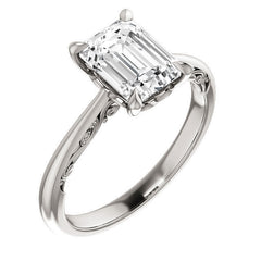 Emerald / Radiant Surprise Stone Solitaire with Scroll Accents