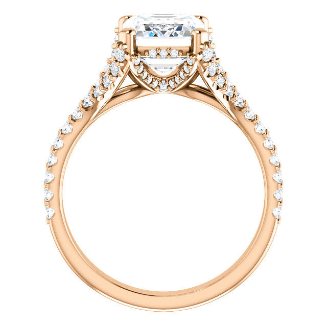 Emerald / Radiant Split Shank Moissanite Engagement Ring