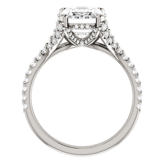 Emerald / Radiant Split Shank Moissanite Engagement Ring
