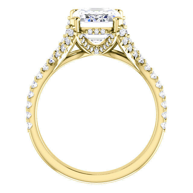 Emerald / Radiant Split Shank Moissanite Engagement Ring