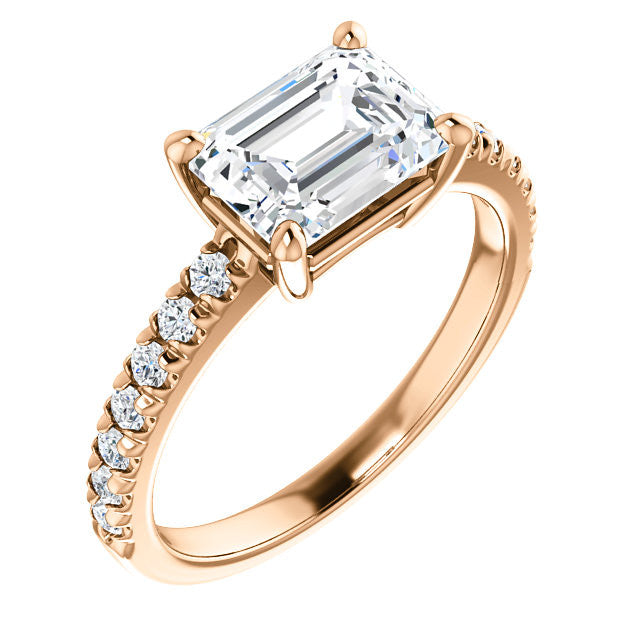 Emerald / Radiant U-Prong Moissanite Engagement Ring