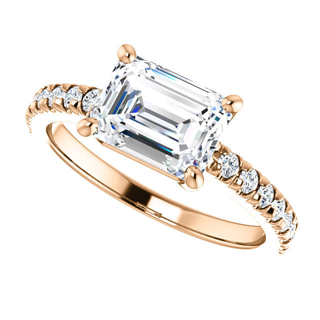 Emerald / Radiant U-Prong Moissanite Engagement Ring