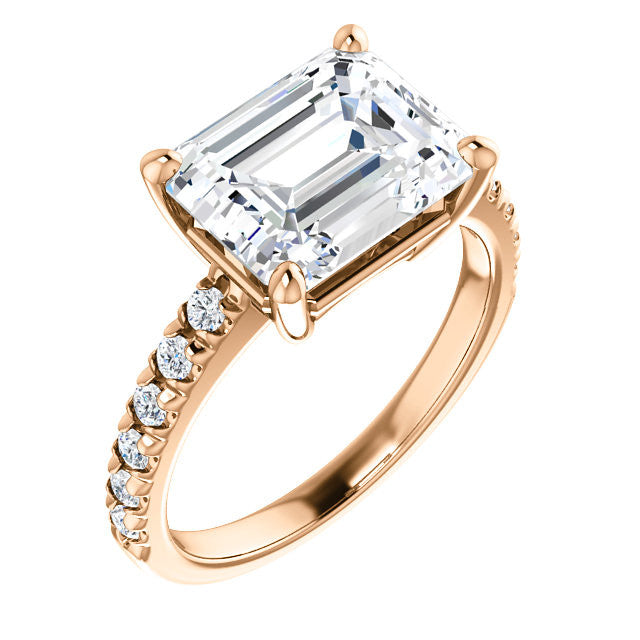 Emerald / Radiant U-Prong Moissanite Engagement Ring