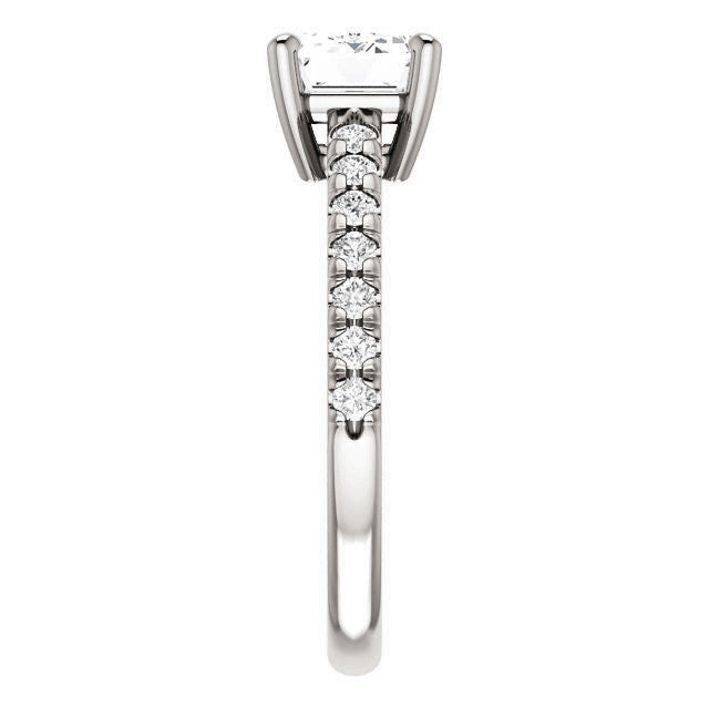 Emerald / Radiant U-Prong Moissanite Engagement Ring