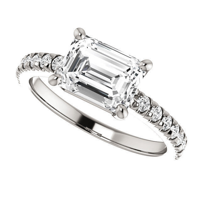 Emerald / Radiant U-Prong Moissanite Engagement Ring