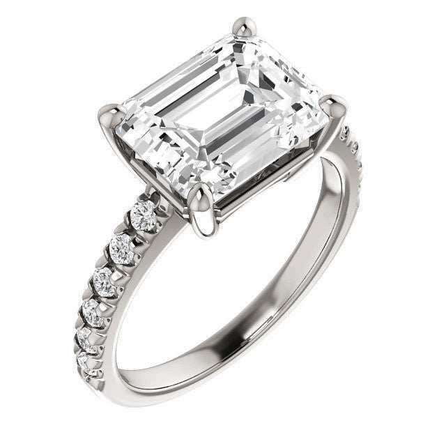 Emerald / Radiant U-Prong Moissanite Engagement Ring
