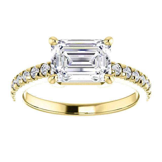 Emerald / Radiant U-Prong Moissanite Engagement Ring