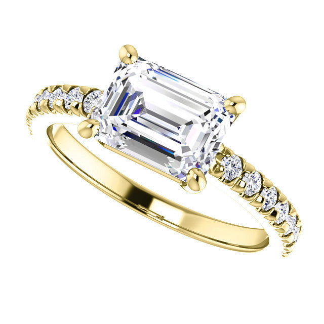 Emerald / Radiant U-Prong Moissanite Engagement Ring