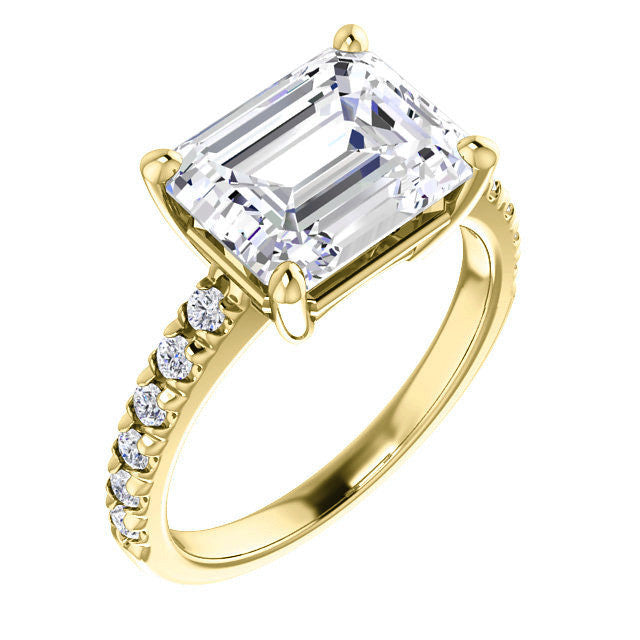 Emerald / Radiant U-Prong Moissanite Engagement Ring