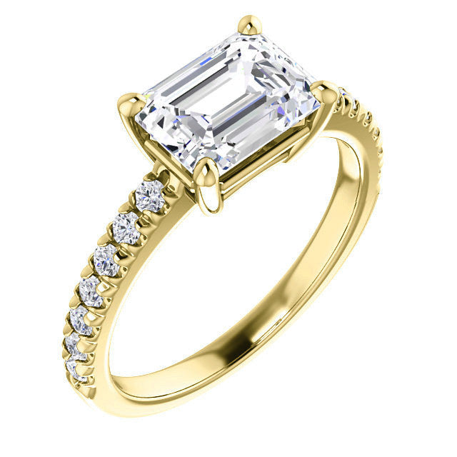 Emerald / Radiant U-Prong Moissanite Engagement Ring