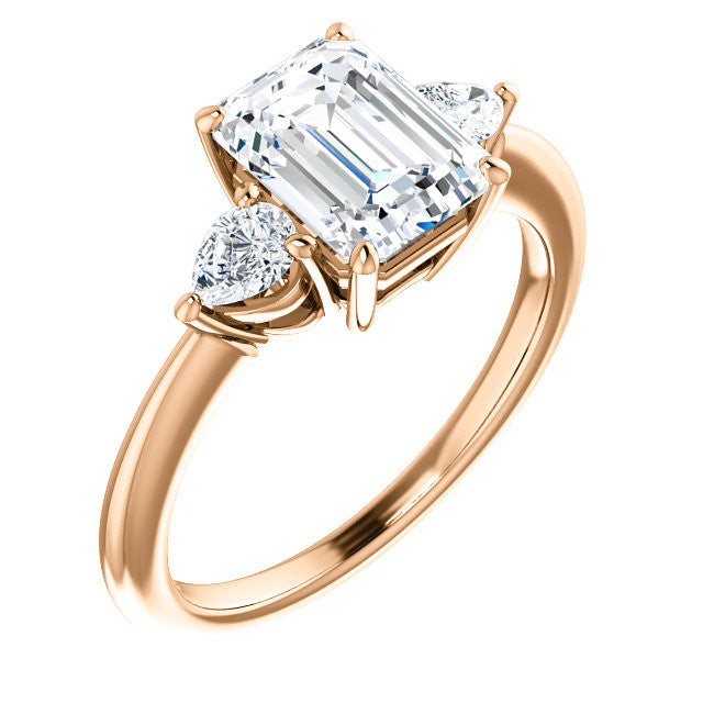 Emerald / Radiant and Pear Moissanite 3-Stone Ring