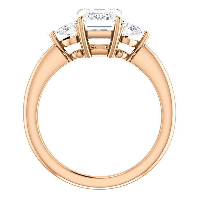 Emerald / Radiant and Pear Moissanite 3-Stone Ring