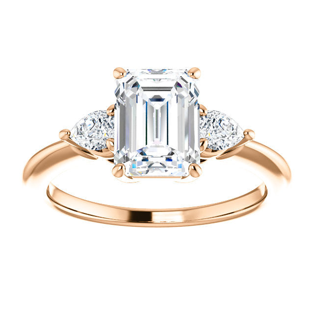 Emerald / Radiant and Pear Moissanite 3-Stone Ring