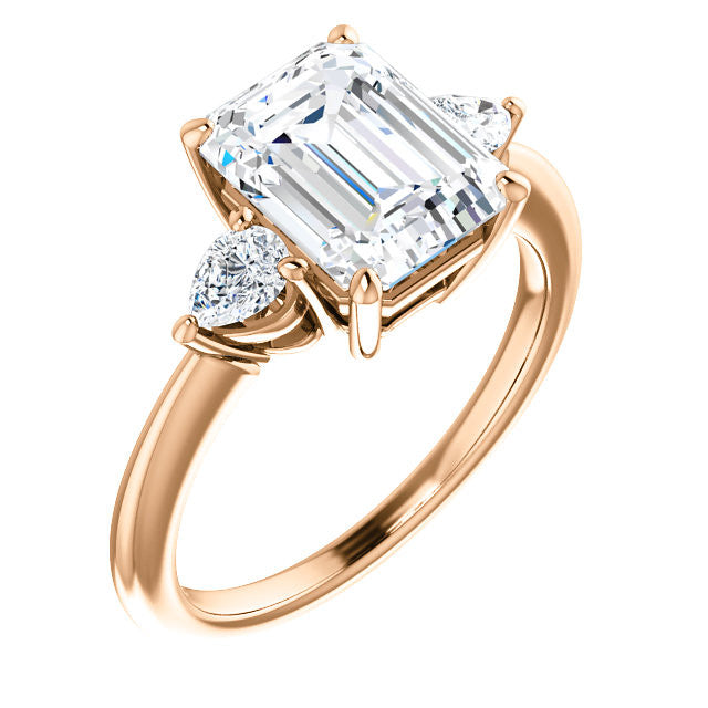 Emerald / Radiant and Pear Moissanite 3-Stone Ring