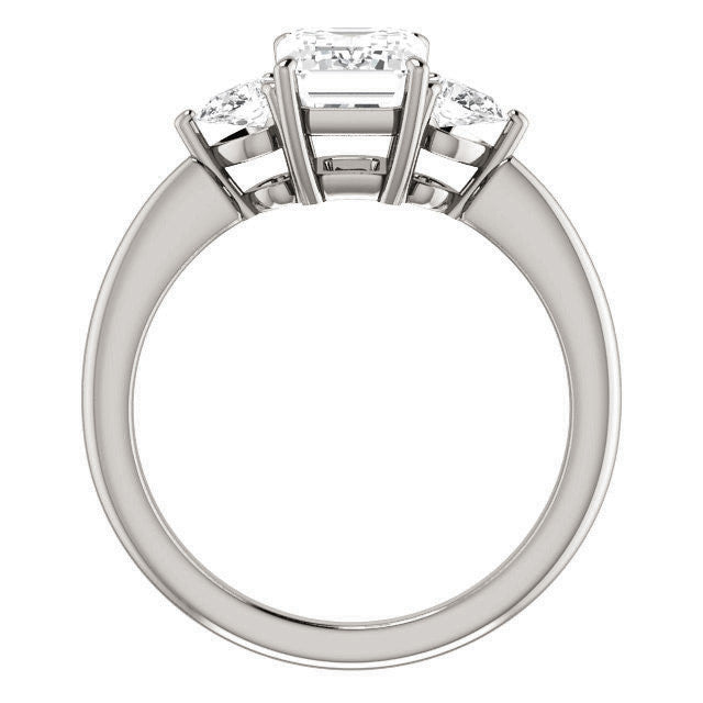 Emerald / Radiant and Pear Moissanite 3-Stone Ring