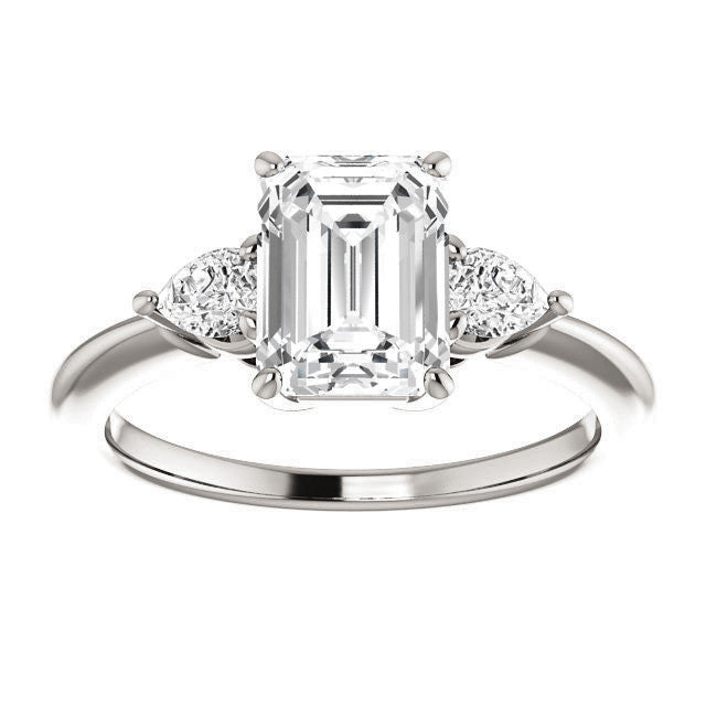 Emerald / Radiant and Pear Moissanite 3-Stone Ring